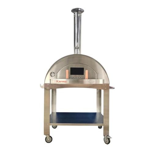 WPPO Karma 42 Inch Freestanding Stainless Steel Wood Fired Pizza Oven with Stainless Steel Cart
