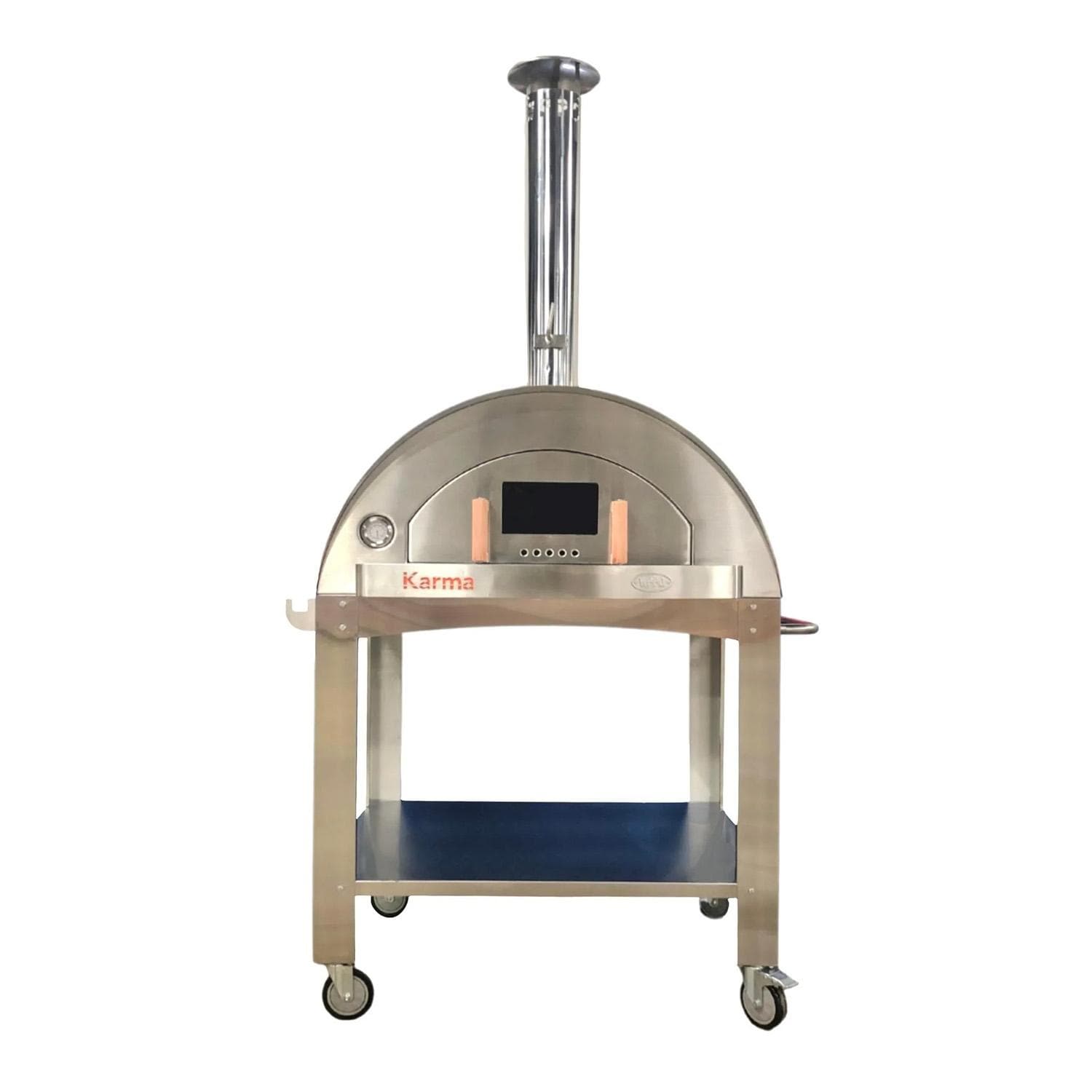 WPPO Karma 42 Inch Freestanding Stainless Steel Wood Fired Pizza Oven with Stainless Steel Cart