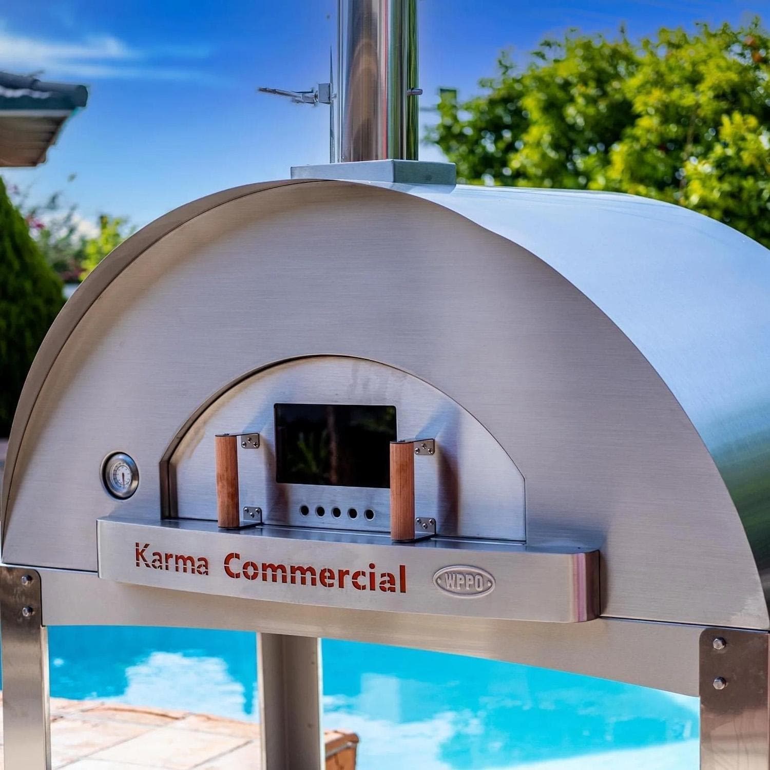 WPPO Karma 55 Inch Countertop Stainless Steel Commercial Wood Fired Pizza Oven