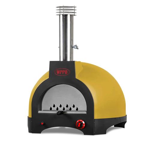 WPPO Infinity 50 Freestanding Hybrid Wood  and  Propane Gas Refractory Pizza Oven   Faro Yellow