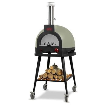 WPPO Infinity 66 Freestanding Hybrid Wood and Propane Gas Refractory Pizza Oven Olive Green 350
