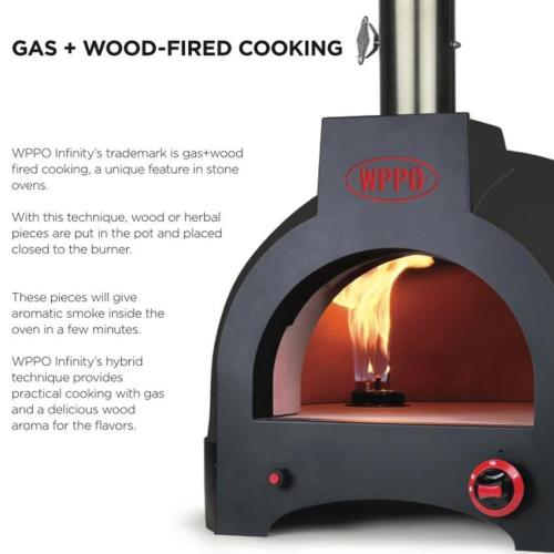 WPPO Infinity 50 Freestanding Hybrid Wood  and  Propane Gas Refractory Pizza Oven   Olive Green