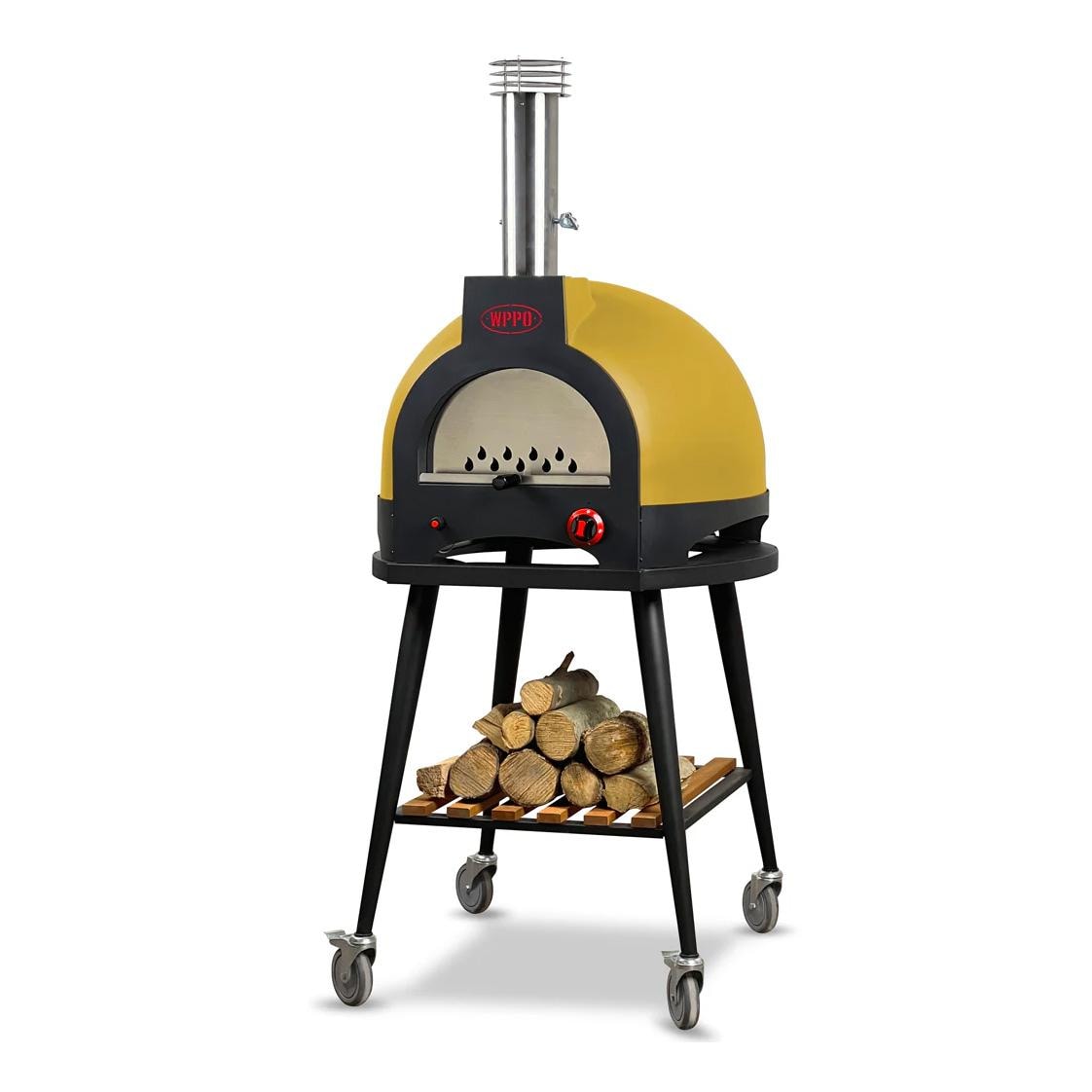 WPPO Infinity 66 Freestanding Hybrid Wood  and  Propane Gas Refractory Pizza Oven   Faro Yellow