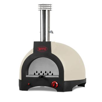WPPO Infinity 66 Countertop Hybrid Wood and Propane Gas Refractory Pizza Oven Ivory Beige350