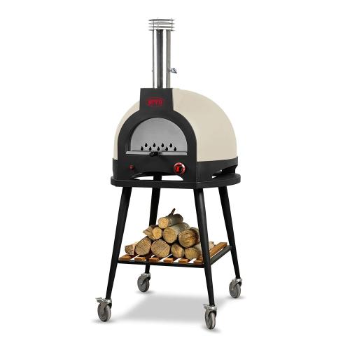 WPPO Infinity 66 Freestanding Hybrid Wood  and  Propane Gas Refractory Pizza Oven   Ivory Beige