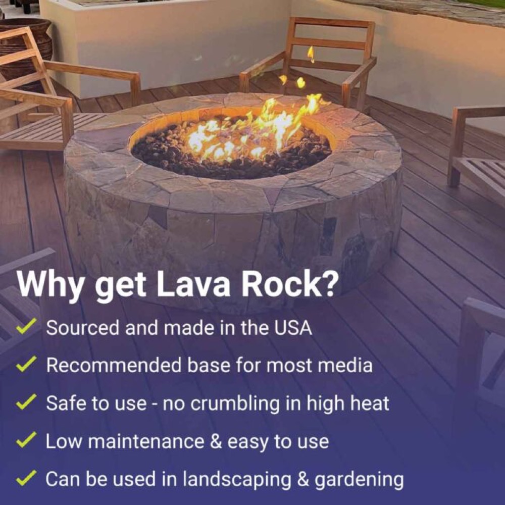 American Fire Glass 4 to 6 Inch Extra Large Black Lava Rock   10 Pounds