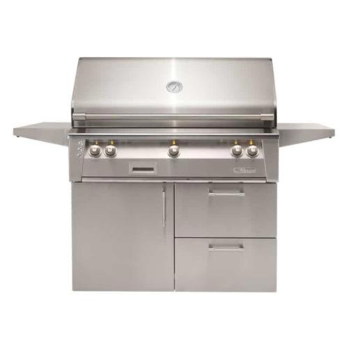 Alfresco Grills ALXE 42 Inch 3 Burner Freestanding Deluxe Propane Gas Grill with Rear Infrared Burner   Stainless Steel