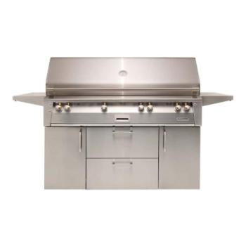 Alfresco Grills ALXE 56 Inch 4 Burner Freestanding Natural Gas Grill with Sear Zone and Rear Infrared Burner Stainless Steel ALXE 56BFGC NG350