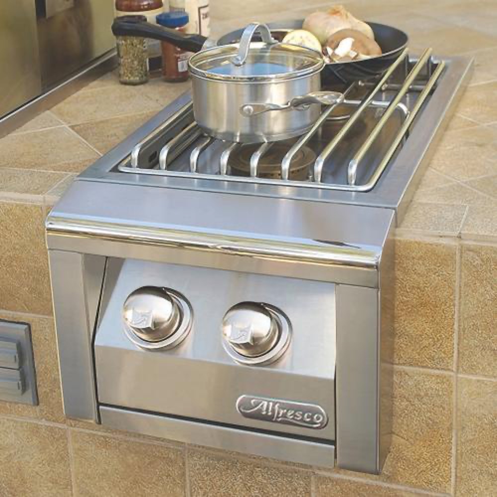 Alfresco Grills 40000 BTU Built In Natural Gas Double Side Burner with Stainless Steel Lid   Stainless Steel
