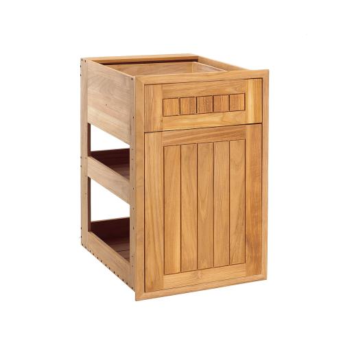 Pacific Teak Millworks Cottage Style 18 Inch Teak Wood Right Hinged Access Door  and  Drawer Combo with Shelf