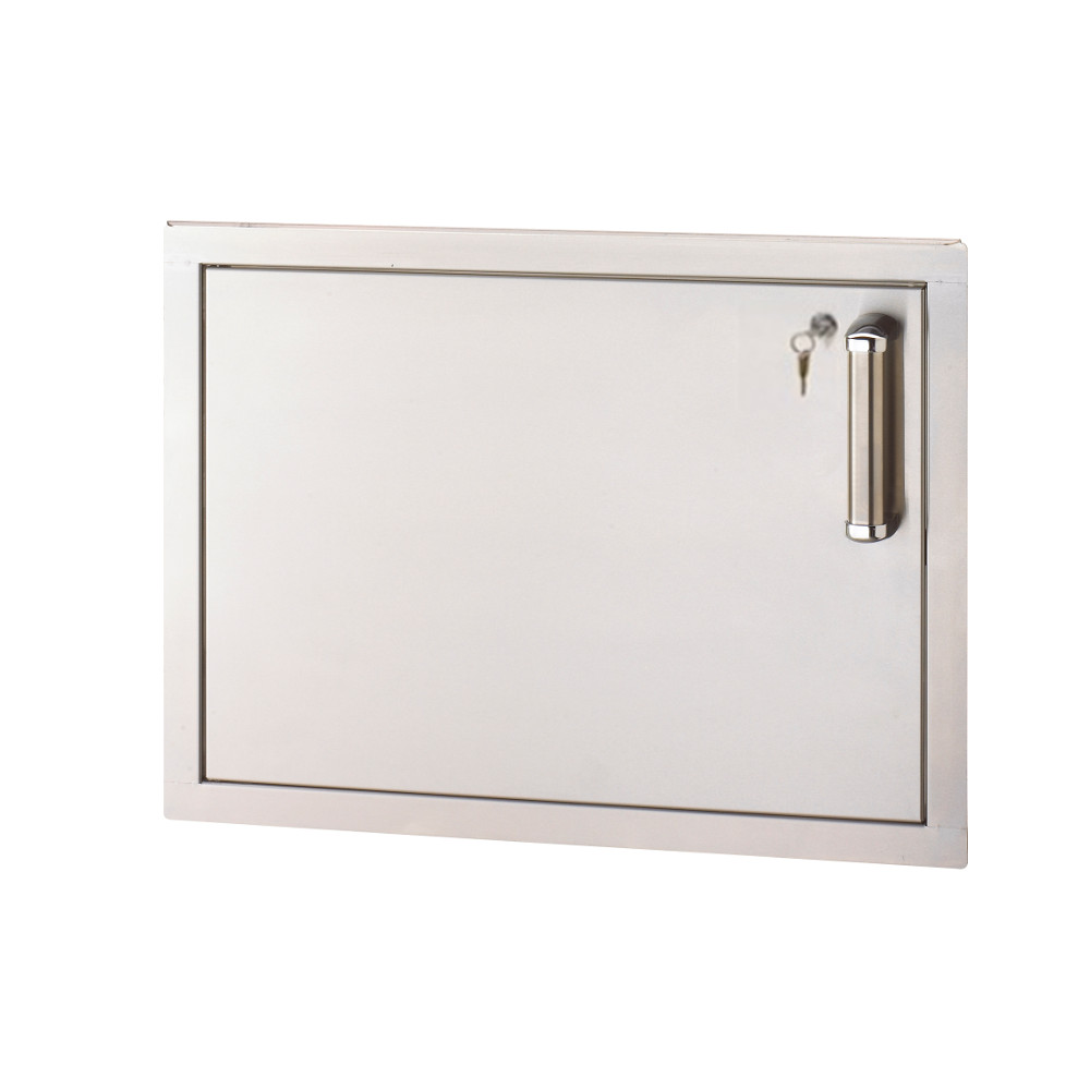 Fire Magic 24 Inch Premium Flush Stainless Steel Left Hinged Horizontal Single Access Door with Lock and Soft Close