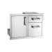 Fire Magic 30 Inch Premium Flush Stainless Steel Left Hinged Access Door  and  Double Drawer Combo with Soft Close