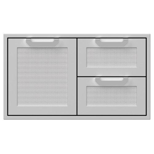 Hestan 36 Inch Stainless Steel Right Hinged Access Door  and  Double Drawer Combo   Steeletto