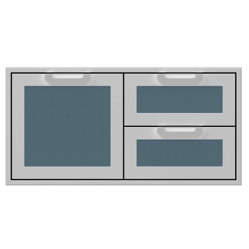 Hestan 42 Inch Stainless Steel Right Hinged Access Door  and  Double Drawer Combo   Pacific Fog