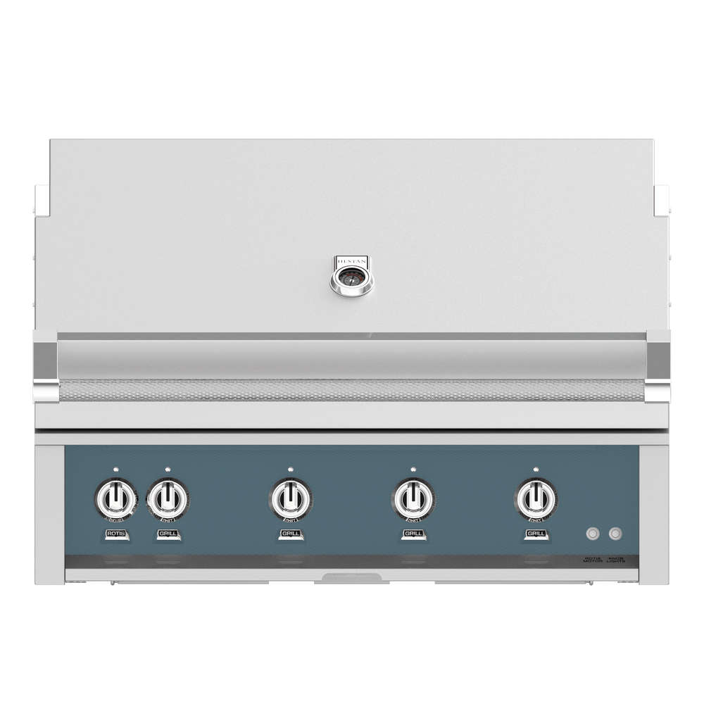 Hestan 42 Inch 4 Burner Built In Natural Gas Grill with Infrared Rotisserie Burner   Pacific Fog