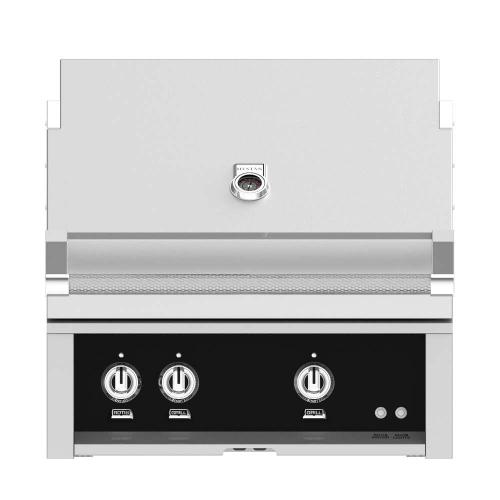 Hestan 30 Inch 2 Burner Built In Propane Gas Grill with Infrared Sear Burner and Rotisserie Burner   Stealth