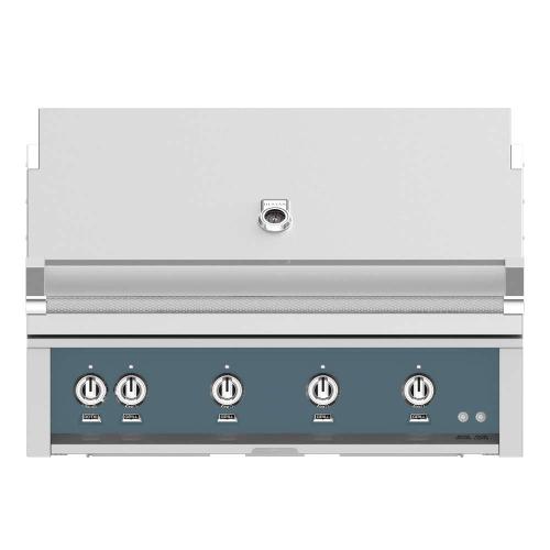 Hestan 42 Inch 4 Burner Built In Natural Gas Grill with Infrared Sear Burner and Rotisserie Burner   Pacific Fog