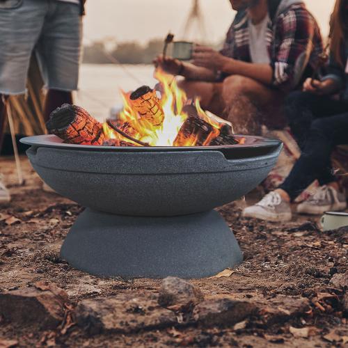 Prism Hardscapes Falo 21 Inch Wood Burning Round Fire Bowl   Pebble Beach