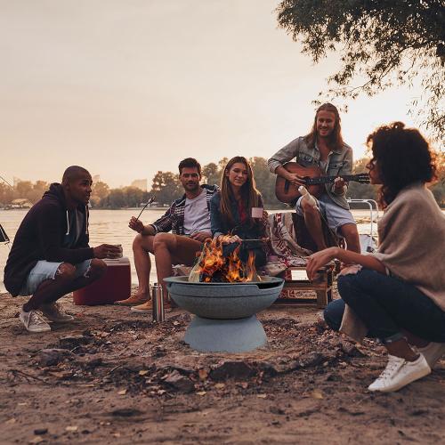 Prism Hardscapes Falo 21 Inch Wood Burning Round Fire Bowl   Pebble Beach