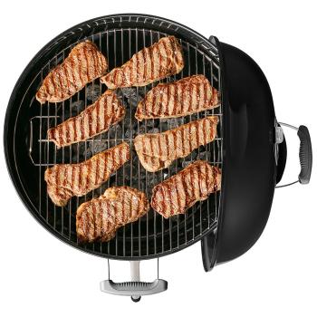 Weber Grills Original Kettle 22 Inch Charcoal Grill Black 741001 Down View Food350
