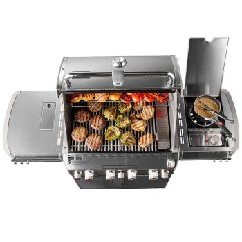 Weber Grills Summit S 470 Propane Gas Grill with Rotisserie Sear Burner and Side Burner 7170001 Down View Food Shot350