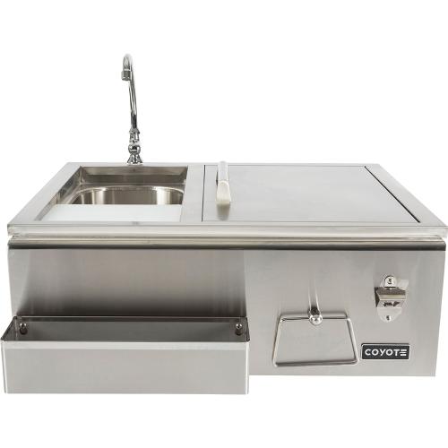 Coyote 30 Inch Stainless Steel Built In Bar Center with Ice Chest  and  Sink