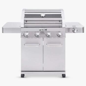 Monument Grills 4 Burner Liquid Propane Natural Gas in Stainless Steel with Clear View Lid LED Controls and Side Burner 41847NG350