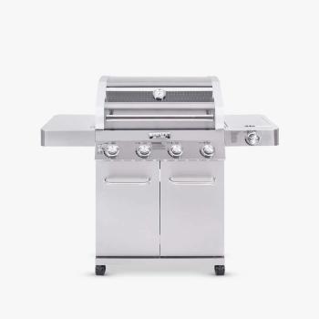 Monument Grills 4 Burner Natural Gas in Stainless Steel with Clear View Lid LED Controls and Side Burner350