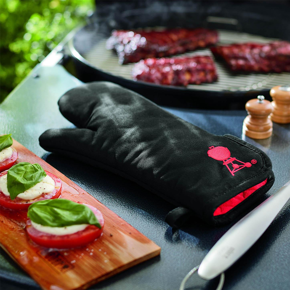 Weber Grills Black With Red Kettle Cotton Grill Glove With Extra Long Cuff