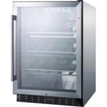 Summit Commercial 24 Inch 20 Bottle Built In Freestanding Outdoor Rated Wine Cellar SCR611GLOSCH350