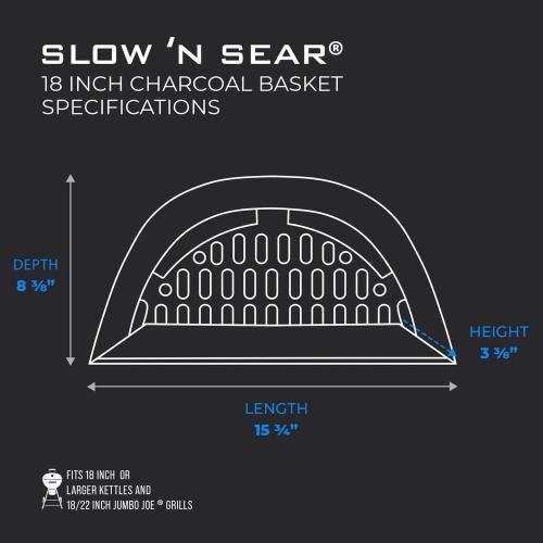 SNS Grills Slow N Sear Charcoal Baskets   Fits Weber 18 Inch Kettle Grills