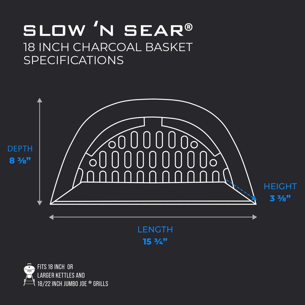 SNS Grills Slow N Sear Charcoal Baskets   Fits Weber 18 Inch Kettle Grills
