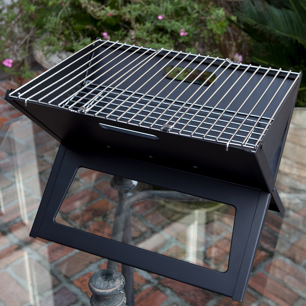 Fire Sense 18 Inch Folding Notebook Portable Charcoal Grill   Powder Coated