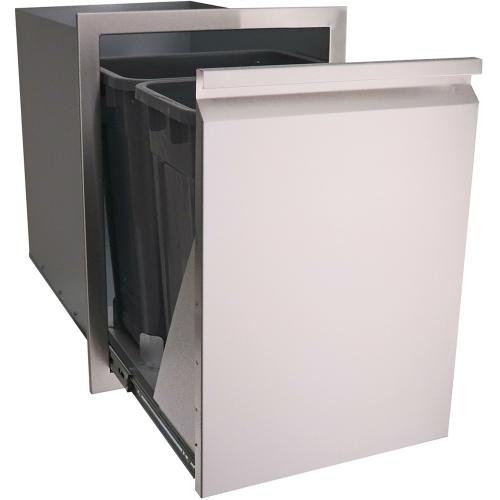 RCS Valiant Series 20 Inch Roll Out Double Stainless Steel Trash and Recycling Bin