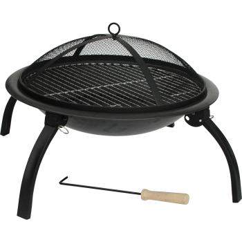 Fire Sense 22 Inch Folding Wood Burning Fire Pit Black 60873 with Tool350