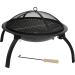 Fire Sense 22 Inch Folding Wood Burning Round Fire Pit   Black