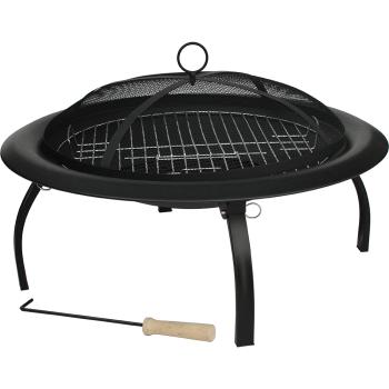 Fire Sense 29 Inch Folding Wood Burning Fire Pit Black 60838 with Tool350