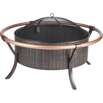 Fire Sense Copper Rail 27 Inch Wood Burning Fire Pit Antique Bronze 60859 Front View350