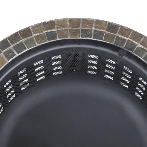 Fire Sense Alpina Slate Top 30 Inch Wood Burning Round Fire Pit   Powder Coated