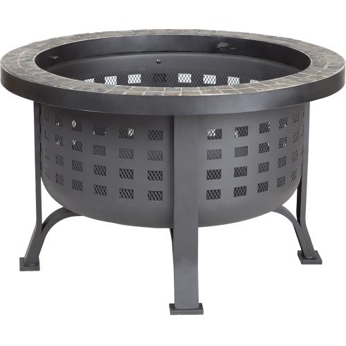 Fire Sense Alpina Slate Top 30 Inch Wood Burning Round Fire Pit   Powder Coated