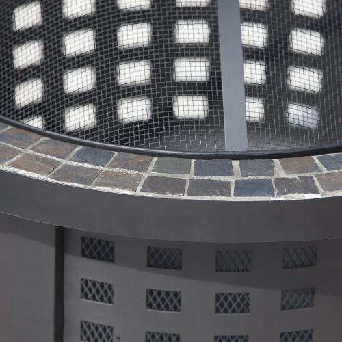Fire Sense Alpina Slate Top 30 Inch Wood Burning Round Fire Pit   Powder Coated