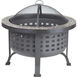 Fire Sense Alpina Slate Top 30 Inch Wood Burning Fire Pit Powder Coated 62240 with Lid250