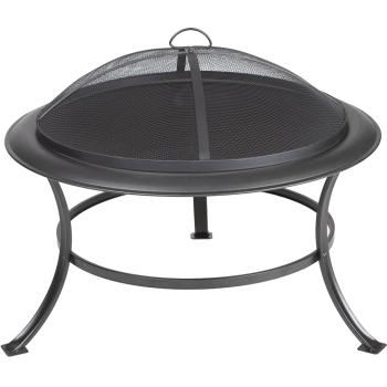 Fire Sense Tokia 30 Inch Wood Burning Round Fire Pit Powder Coated 62237 Lid350