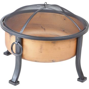 Fire Sense Lumina 26 Inch Wood Burning Round Fire Pit Copper Look 62342 Side View350