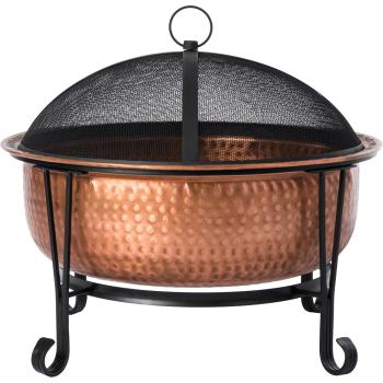 Fire Sense Palermo 29 Inch Wood Burning Round Fire Pit Copper 62665 Front View350