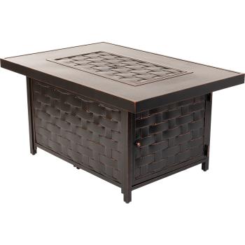 Fire Sense Armstrong 48 Inch 50000 BTU Propane Gas Rectangular Fire Pit Table Antique Bronze 62745 Side View350
