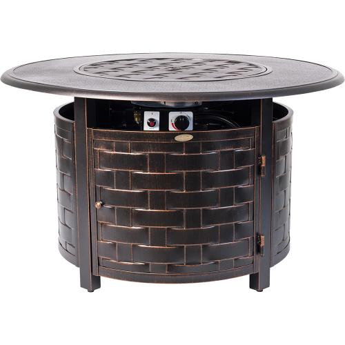 Fire Sense Armstrong 42 Inch 50000 BTU Propane Gas Round Fire Pit Table  Antique Bronze