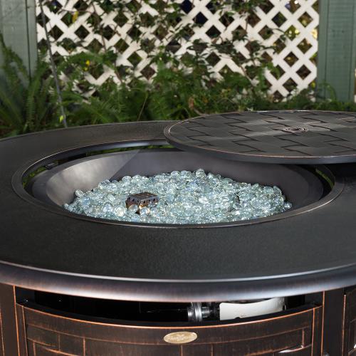 Fire Sense Armstrong 42 Inch 50000 BTU Propane Gas Round Fire Pit Table  Antique Bronze