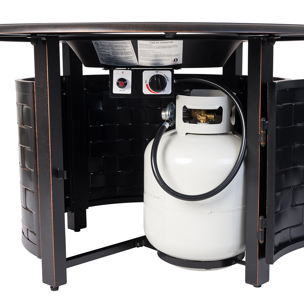Fire Sense Armstrong 42 Inch 50000 BTU Propane Gas Round Fire Pit Table  Antique Bronze