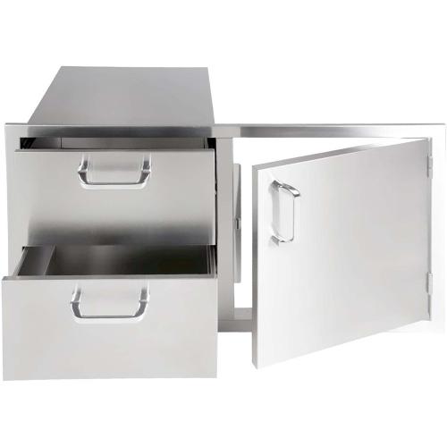 BBQGrills Brentwood Series 32 Inch Stainless Steel Reversible Hinged Access Door and Double Drawer Combo
